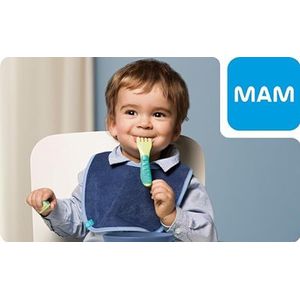 MAM Baby's Cutlery ZEDMM331N bestekset met vork, lepel en mes, 6 maanden, geel