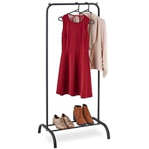 Relaxdays kledingrek staal - met opbergruimte - garderoberek - 1 roede - diverse kleuren - zwart