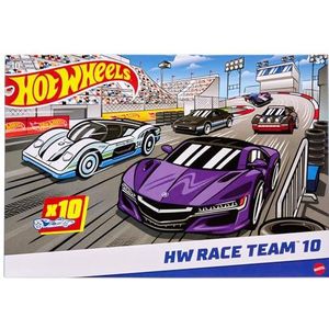 Hot Wheels Auto's, set van 10 speelgoedauto's, schaal 1:64, set van 10 Hot Wheels racewagens, mix van officieel gelicentieerd en ongelicentieerd, cadeau voor kinderen en verzamelaars HMK47