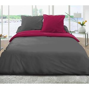 Home Linge Passion Beddengoedset, 3-delig, 240 x 260 cm, 100% katoen, 57 draden/fuchsia/donkergrijs