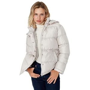 Trendyol Dames capuchon effen oversized winterjas jas, steen, S, Steen, S