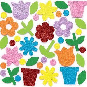 Baker Ross Bloem Tuin Glitter Schuim Stickers (Pak van 150) Versieringen Voor Kinderen Lente Thema Kunsten en Ambachten