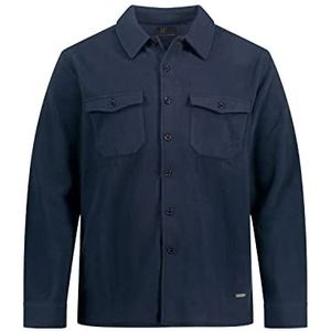 JP 1880 Heren grote maten grote maten Menswear L-8XL hemd, overshirt, lange mouwen, fleece 812747, mat nachtblauw, 3XL