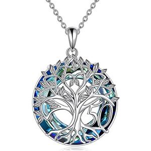 YFN 50e verjaardagscadeaus voor vrouwen Sterling zilveren levensboom ketting voor mama 50ste verjaardag sieraden 50 jaar oude geschenken