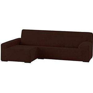 Eysa elastische sofa gooien over chaise longue links, frontale weergave, polyester katoen, 07-bruin, 90 x 240-280 x 155 cm