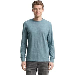 TOM TAILOR T-shirt met lange mouwen voor heren, 39315 - Petrol Fine Stripe, XL