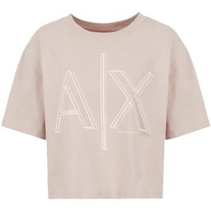 Armani Exchange Dames AX Outline Logo Print Cropped T-shirt, Off Road, XXL, Off Road, XXL