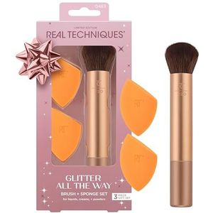 Real Techniques Glitter All The Way Brush + Sponge Kit, 3-delige Limited Edition Gift Set