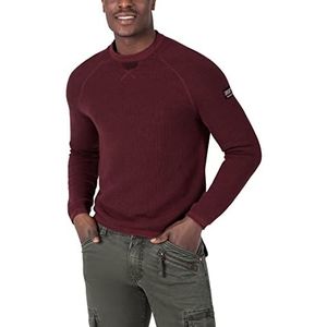 Timezone Spiral Knit Crewneck Pullover voor heren, Amarone Red, S