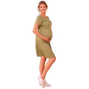ToBe Dames vrij gesneden zwangerschapsjurk met verborgen ritssluitingen om borstvoeding te geven, 4182616, kaki, M, Kaki, M