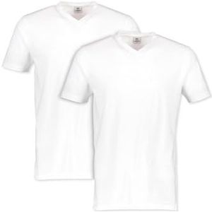 LERROS Heren dubbelpak V-hals T-shirt, wit, XL