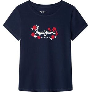 Pepe Jeans Maisie T-shirt voor meisjes, Blauw (marine), 6 jaar