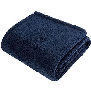 Sleepdown Marineblauwe Super Zachte Teddy Fleece Gooi Over Bank Super Zachte Warme Cosy Bed Deken Sprei - 125cm x 150cm