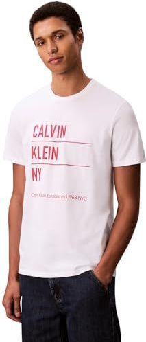 Calvin Klein Jeans Heren SS 30S EU Calvin Klein NY Graphi LV04RD818G grafische T-shirts, wit (briljant wit), XS, Wit (briljant wit), XS