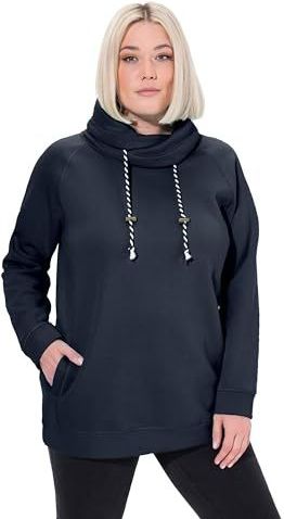 Ulla Popken Dames, opstaande kraag, raglanmouwen sweatshirt