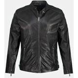 JP1880 - Tussenjas - Zwart - Bikerjack - Licht Gevoerd - Leer