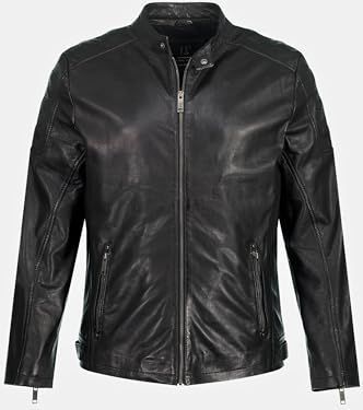 JP1880 - Tussenjas - Zwart - Bikerjack - Licht Gevoerd - Leer