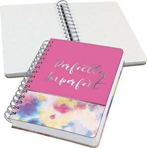 SIGEL JN609 Premium notitieboek met spiraalbinding, 16,8 x 21,5 cm, gestippeld, hardcover, batik patroon, roze/geel/blauw, mooi