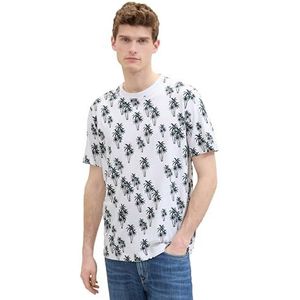 TOM TAILOR T-shirt voor heren, 35061 - Wit Multi Palm Design, XXL