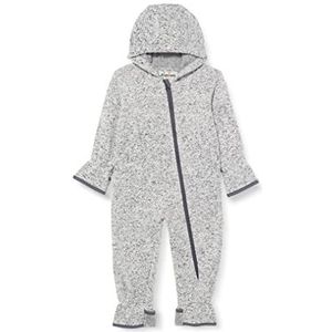 Playshoes Baby gebreide fleece overall, ademende unisex jumpsuit voor jongens en meisjes met lange ritssluiting en capuchon, gemêleerd patroon, grijs (33), 68 cm