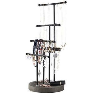 Becko sieradenorganizer, standaard, sieradenhouder, sieradenhouder voor kettingen, armbanden, oorbellen en ringen (5 niveaus, zwart)