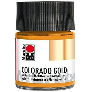 Marabu 12640005713 Metallic effectverf, Colorado Gold metallic oranje, 50 ml, op waterbasis, lichtecht, weerbestendig, sneldrogend, voor kwasten en stippen op absorberende ondergronden