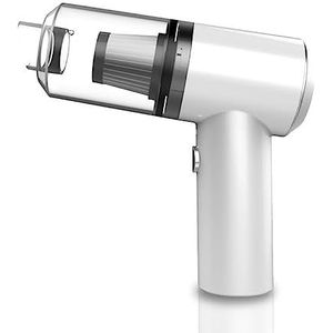 Rawrr Autostofzuiger, handstofzuiger, USB-oplaadbaar, draagbaar, licht, mini-stofzuiger met ledlamp, draadloos, voor de auto, huis, keuken, dierenharen (wit)