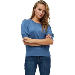 Minus Dames Liva Knit T-shirt Denim Blauw Melange, L