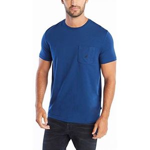 Nautica Heren Solid T-shirt met ronde hals met korte mouwen, Estate blauw, XS