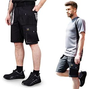 REIS FORECO-TS Werkshorts Heren, Cargo Shorts, Veiligheidsshorts, Werkkleding Shorts, Tuinbroek, Zwart - Lichtgrijs, Maat: XL