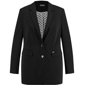 Samoon Klassieke blazer met split en lange mouwen, effen kleuren, zwart, 44