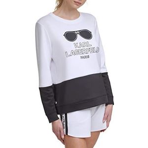 Karl Lagerfeld Paris Dames Colorblock Zonnebril Logo SweatshirtSweatshirt, Wit/Zwart, L