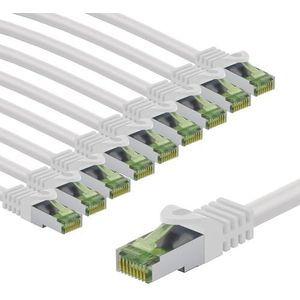 goobay 66592 CAT8.1 netwerkkabel in set van 10 / patchkabel afgeschermd S/FTP/CU Ethernet-kabel, PiMF, LSZH, OFC/Cat 8.1 kabel met 40 Gbits/wit / 10x 1 m