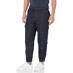 Armani Exchange Mannen zijbenen zakken, elastische tailleband, rug logo jeans, Blauw, 54