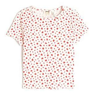 Koton Katoenen T-shirt met bloemenprint, korte mouwen, ronde hals, ecru design (0d1), 9-10 Jaar