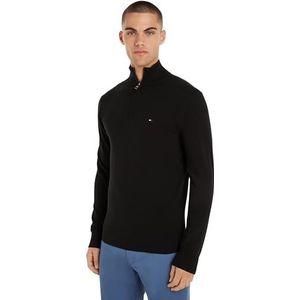 Tommy Hilfiger Pullover met halve ritssluiting voor heren, Zwart (zwart), L