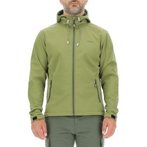JEEP O102882-E100 J softshelljas voor heren, met capuchon, zakken, kleine print, J23W, olijfgroen, L