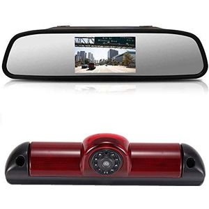 Auto achteruitrijsysteem achteruitrijcamera remlicht passend met hoek verstelbare nachtversie licht compatibel met bestelcamera FIAT Ducato X250 / Peugeot Boxter / Citroen Jumper + achteruitkijkspiegel