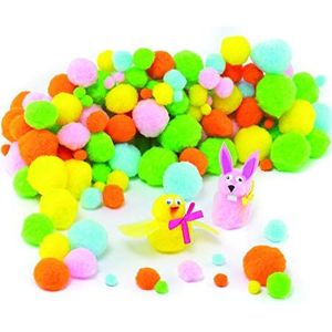 Baker Ross Lente Pastel Kleur Pom Poms Value Pack, Verschillende kleuren & maten, Children's Art & Craft Supplies Collage Versieringen (Pak van 200)