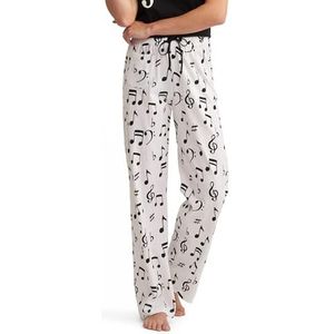 Little Blue House Jersey broek voor dames - Music Notes pyjamabroek, Wit, XL