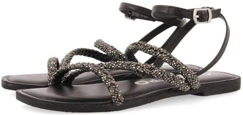 GIOSEPPO TERTHORE - Damessandalen - Zwart - Leer - Strass-steentjes - Enkelsluiting