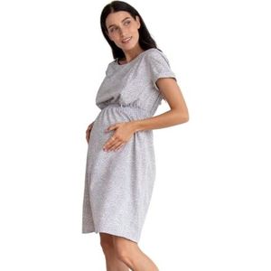 ToBe Dames An Airy Maternity Summer with A Laconic Cut Dress, gestippeld grijs, L