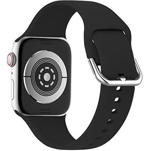 lopolike Compatibel met Apple Watch Band 42/44/45 mm, voor dames en heren, ademende siliconen reservearmband, accessoires voor iWatch Ultra SE serie 8/7/6/5/4/3/2/1, zwart, zwart, 38/40/41mm