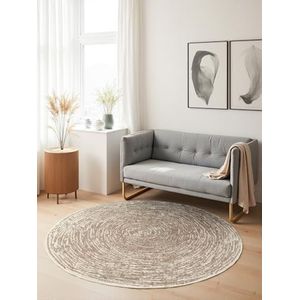 Hanse Home Cavallo Laagpolig tapijt, rond, modern woonkamertapijt, zacht, laagpolig en abstract design voor woonkamer, slaapkamer, eetkamer, hal, beige crème, Ø160 cm