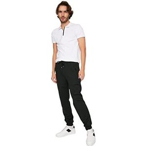 Trendyol Black Male Regular Fit Zip Pockets Trainingsbroek voor heren, Zwart, XL