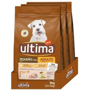 Ultima Hondenvoer voor volwassenen, mini met kip, 3 x 3 kg, totaal 9 kg