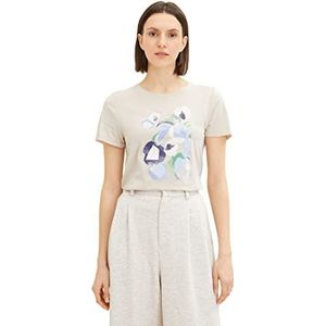 TOM TAILOR Dames T-shirt 1035470, 12365 - Dusty Beige, XS