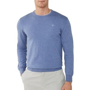 Hackett London Heren Katoen Zijde Crew Knitwear, Blauw (Chambray Blue), L