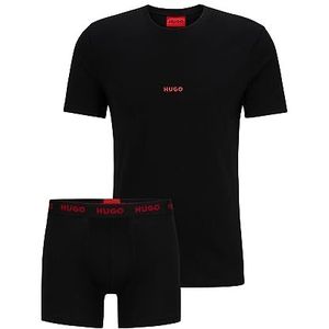 HUGO Heren T-shirt & boxer ondergoed set van stretchkatoen met logo-details, Black3., L