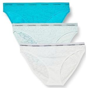 Calvin Klein Dames 3-pack bikini (laagbouw), Cool Breeze/Wit/Icy Moon, XS, Koele bries/Wit/Icy Moon, XS